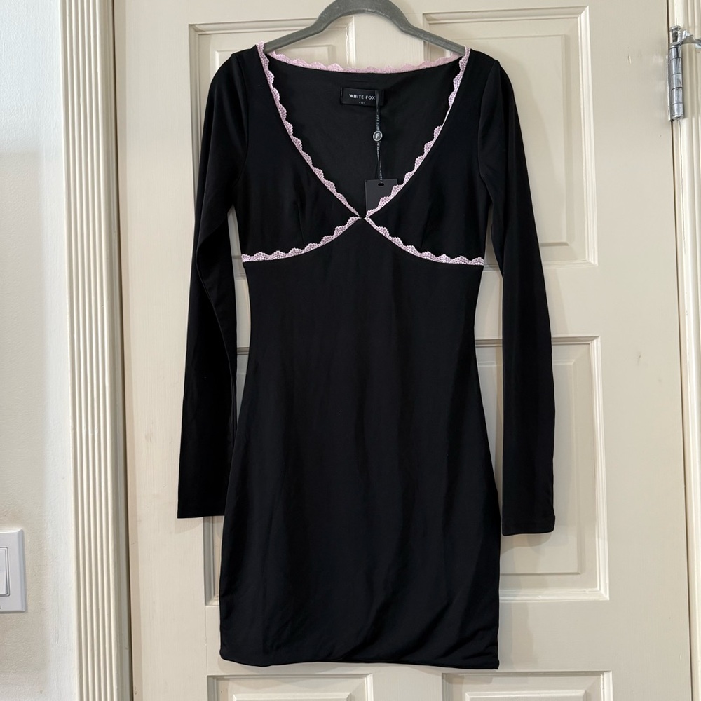 Elegant Black Dress with Pink Accents